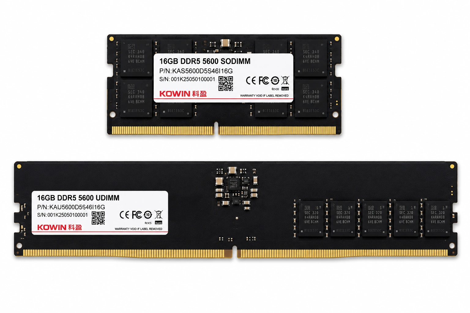 KOWIN DDR5 16GB SODIMM and UDIMM