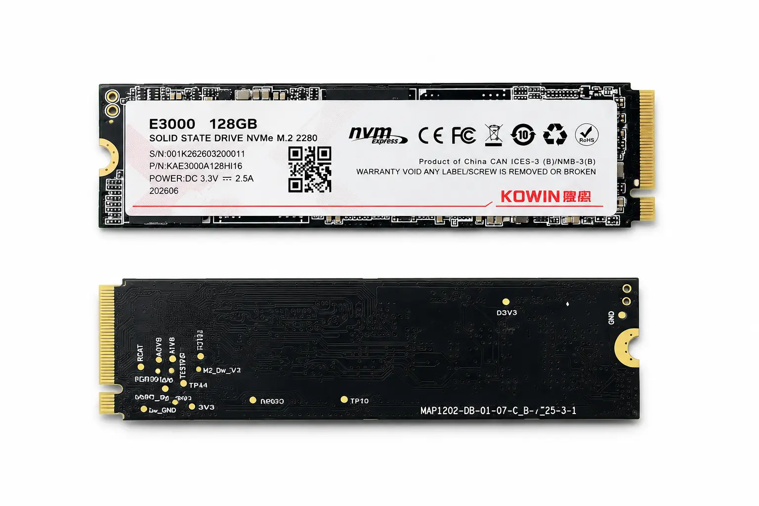 KOWIN E3000 NVMe PCIe Gen3 SSD 128GB